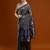 Navy blue woven design muga sarees with blouse piece