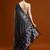 Navy blue woven design muga sarees with blouse piece
