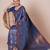 Navy blue ethnic motifs woven design kanjeevaram saree with blouse piece