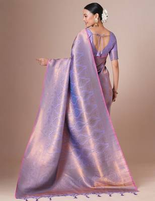 Lavender woven designed festive wear saree with blouse 3