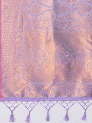 Lavender woven designed festive wear saree with blouse 5