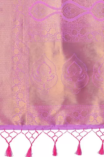 Pink woven design festive saree with matching blouse