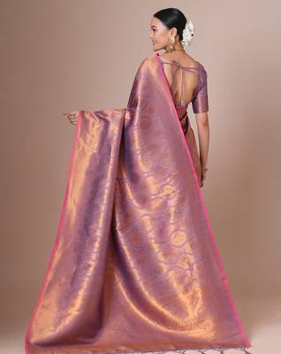 Mauve woven designed kanjeevaram saree 3