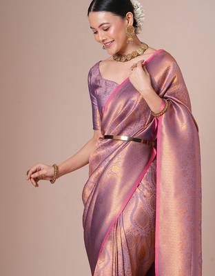 Mauve woven designed kanjeevaram saree 4