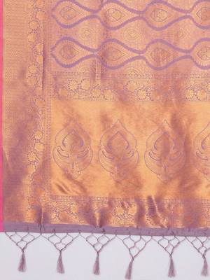 Mauve woven designed kanjeevaram saree 5