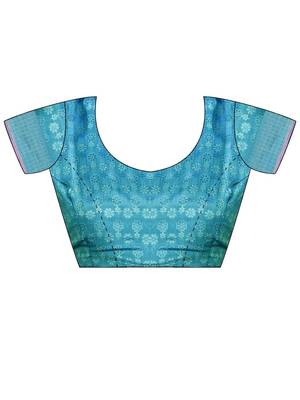 Blue blue kanjivaram woven design sarees with blouse piece unstiched blouse 4