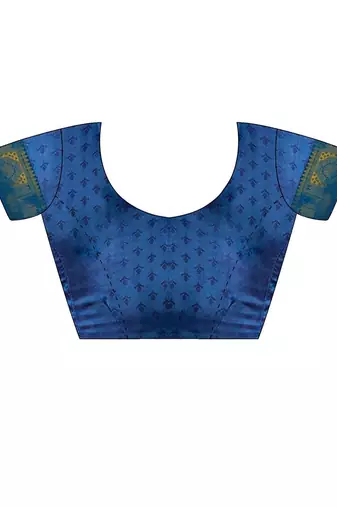 Blue blue kanjivaram woven design sarees with blouse piece unstiched blouse