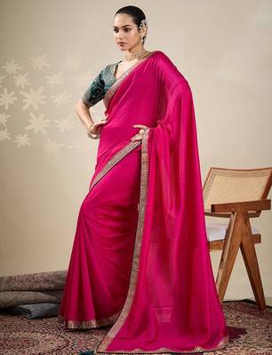 Pink embellished embroidered saree 1