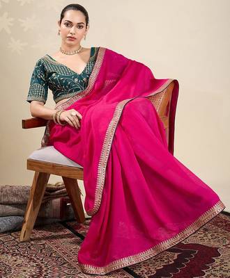Pink embellished embroidered saree 3