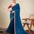 Blue solid saree with stitched blouse