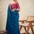 Blue solid saree with stitched blouse
