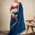 Blue solid saree with stitched blouse