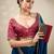 Blue solid saree with stitched blouse