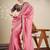 Peach women solid embellished border saree