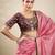 Peach women solid embellished border saree