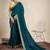 Teal embellished saree with blouse piece