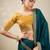 Teal embellished saree with blouse piece