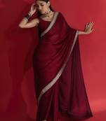 Maroon women embellished bordered sarees
