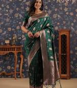 Green ethnic woven design banarasi saree
