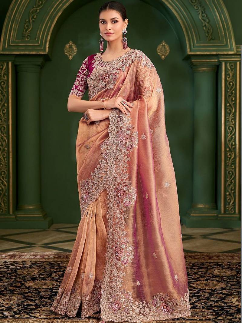 Rose embellished festive wear with matching blouse