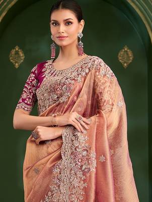 Rose embellished festive wear with matching blouse 2