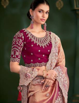 Rose embellished festive wear with matching blouse 3