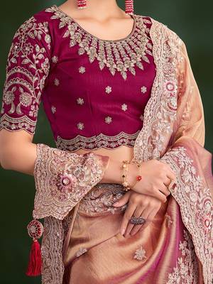 Rose embellished festive wear with matching blouse 4