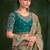 Green embroidered festive wear saree with matching unstitched blouse