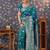 Teal woven design floral zari banarasi saree