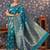 Teal woven design floral zari banarasi saree