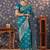 Teal woven design floral zari banarasi saree