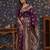 Burgundy woven design banarasi saree