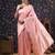 Pink woven design pure linen banarasi sarees