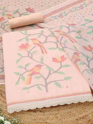 printed linen unstitched dress material 1