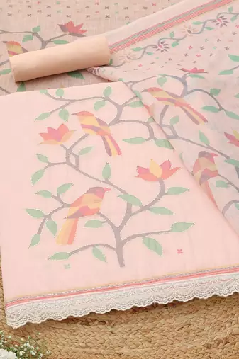 printed linen unstitched dress material