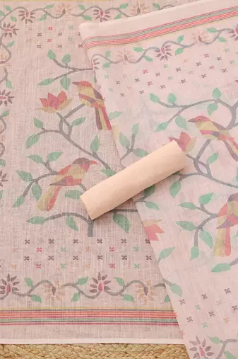 printed linen unstitched dress material