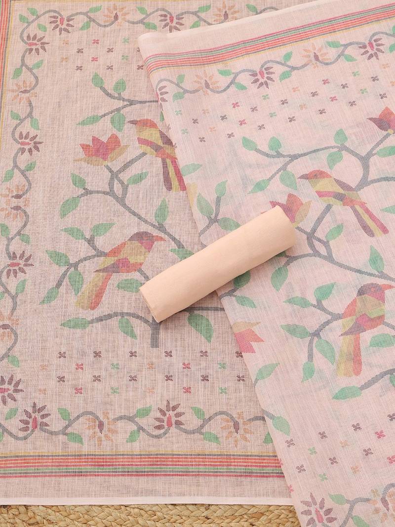 printed linen unstitched dress material