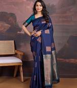 Navy blue woven design sarees