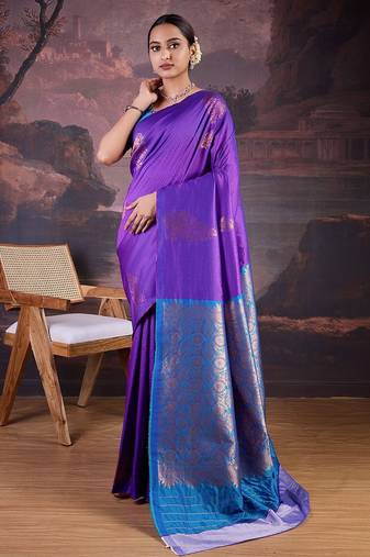 Magenta woven design paisley sarees