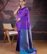 Magenta woven design paisley sarees