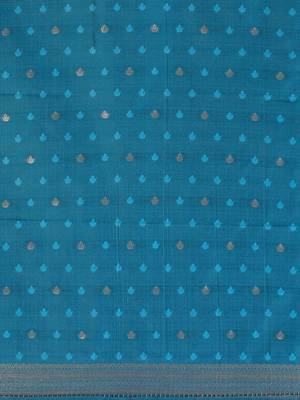 Blue woven design banarasi sarees with blouse piece 4