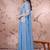 Blue ready to wear jacket style saree