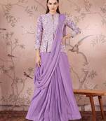 Pink ready to wear jacket style saree