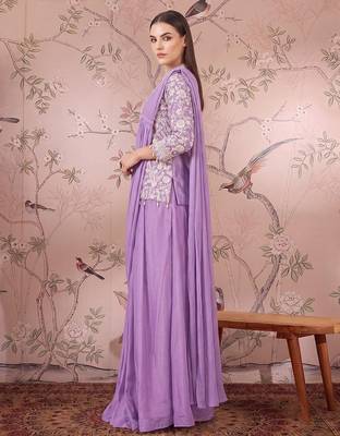 Pink ready to wear jacket style saree 3