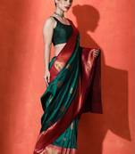 Green sangria woven design paithani saree with unstitched blouse