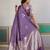 Lavender ethnic motifs woven design zari satin banarasi saree