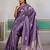 Lavender ethnic motifs woven design zari satin banarasi saree