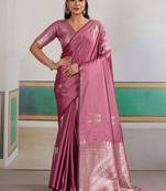 Mauve ethnic motifs woven design zari saree