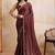 Coffee embroidered angara saree with unstitched blouse