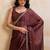 Coffee embroidered angara saree with unstitched blouse